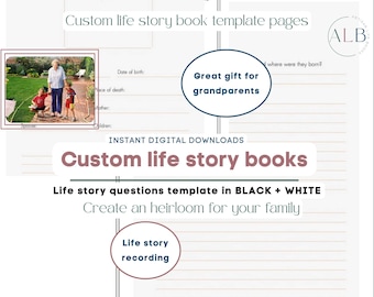 Life Story Journal Template: 277+ Page Biography, Black Band Border (Instant Download)