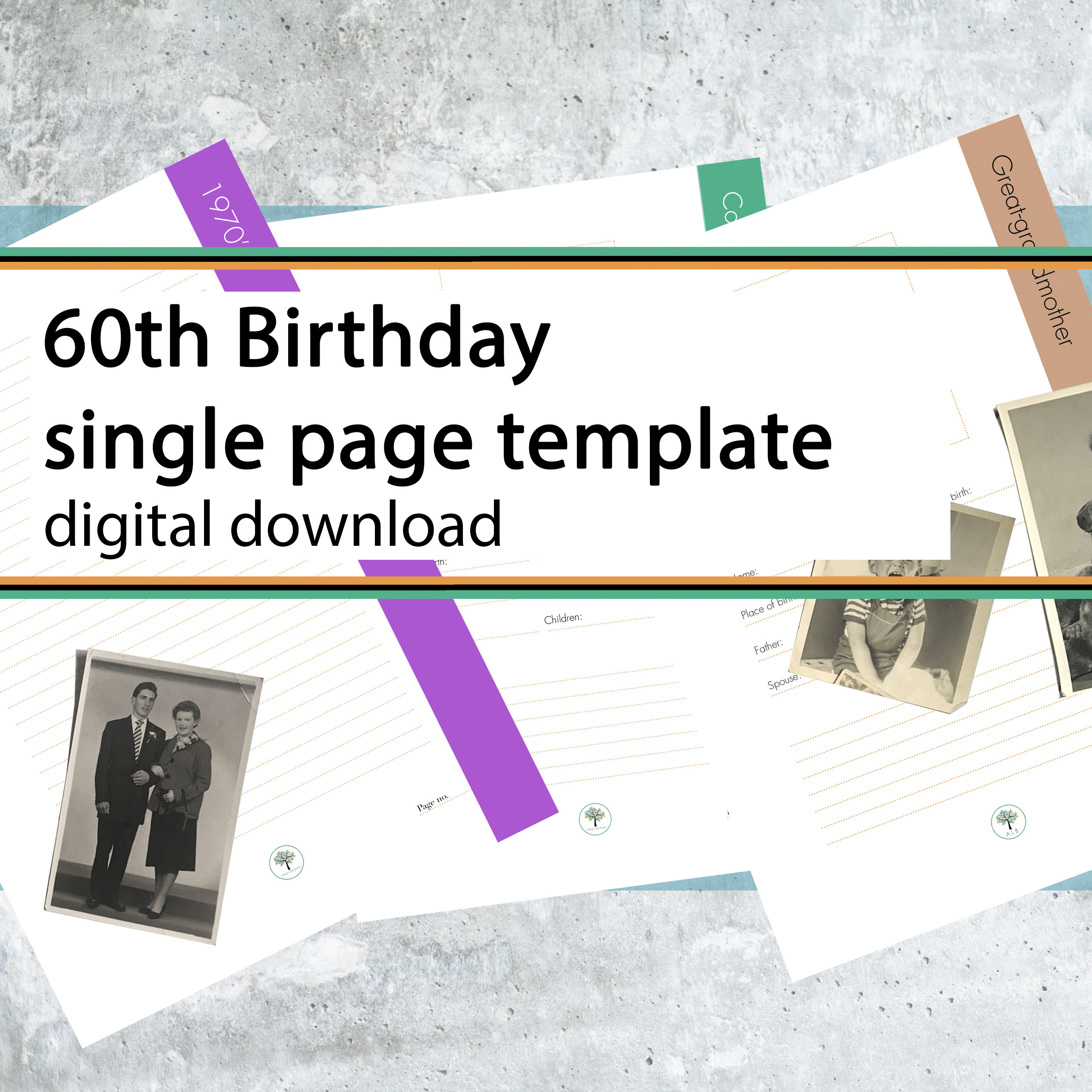 60th Birthday PDF Page Digital Download Part of Artisan Life Books ...