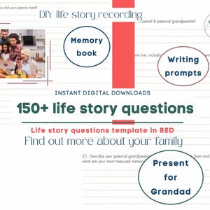 Life Story Questions: Memory Journal, Autobiography Prompts (Digital Download)