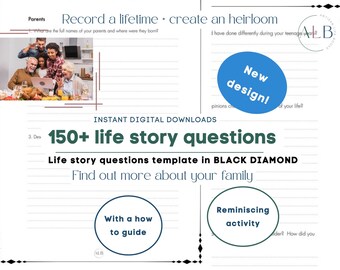 Life Story Questions: Black Diamond Design, Legacy Workbook (Digital Download)