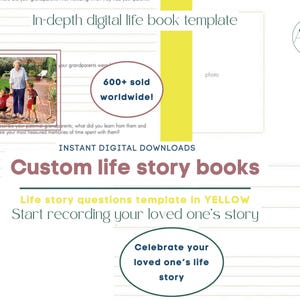 Luxury 277+ page Life Story Book Template YELLOW | instant digital download | printable memory journal | biography template | legacy gift