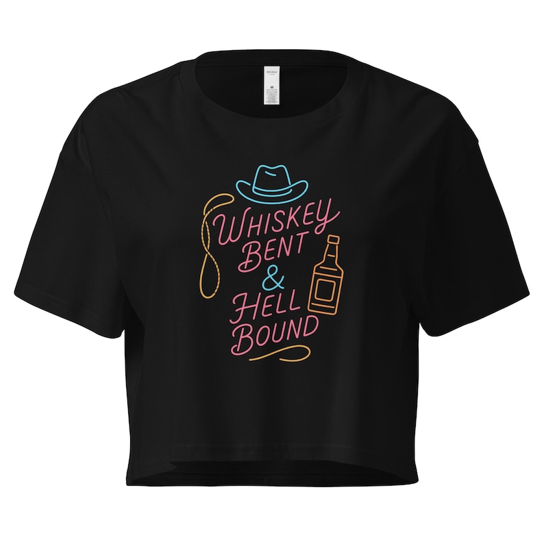 Whiskey Bent & Hell Bound Crop Top, Country Music Shirt, Honky Tonk Tee, Western Outlaw Top, Retro Cowgirl Concert Shirt
