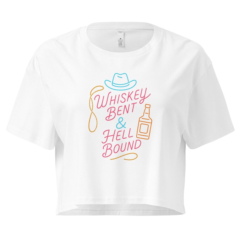 Whiskey Bent & Hell Bound Crop Top, Country Music Shirt, Honky Tonk Tee, Western Outlaw Top, Retro Cowgirl Concert Shirt