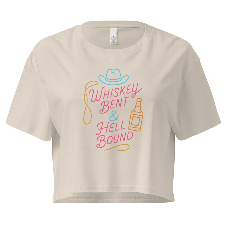 Whiskey Bent & Hell Bound Crop Top, Country Music Shirt, Honky Tonk Tee, Western Outlaw Top, Retro Cowgirl Concert Shirt