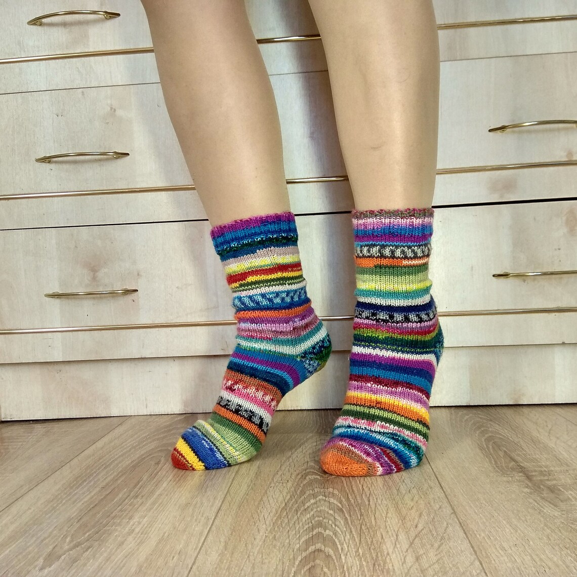 Hand Knitted Woolen Socks Mismatched Socks for Women Fancy Etsy