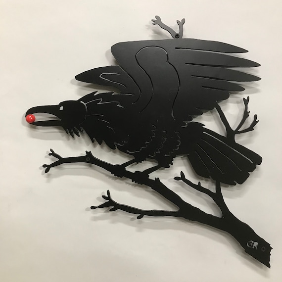 Wall Mounted Raven Steel Raven Sculpture Home or Garden Etsy