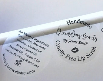 Etiqueta de exfoliante labial circular / Pegatinas para velas / Pegatina de círculo transparente / Etiqueta de círculo transparente personalizada / Pegatinas para panadería / Pegatina de jabón / Personalizada