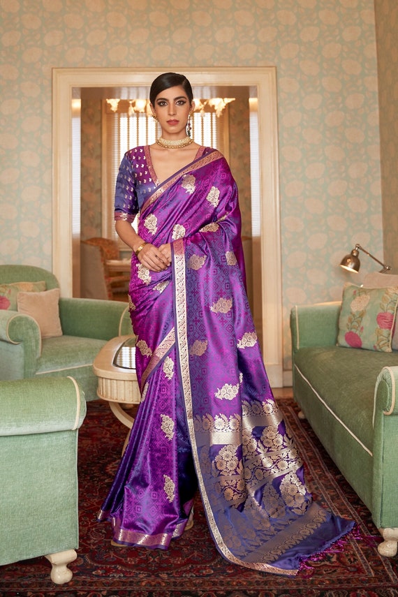 Satin silk saree hotsell with designer blouse