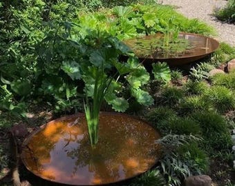 Waterbak van Cortenstaal, tuinwaterbak, tuinfontein, vogelbad, fontein, waterornament, 60 cm, 80 cm, 100 cm, 120 cm, 150 cm, 200 cm