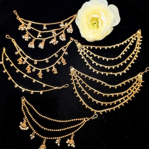 Ear Chain/earchain/Gold Kaan Chain/ Sahare/Bahubali Eaarrings/ Kaan Saharas/Ear Support Chain/Indian Jewelry/ Jhumka chain/ champaswaralu