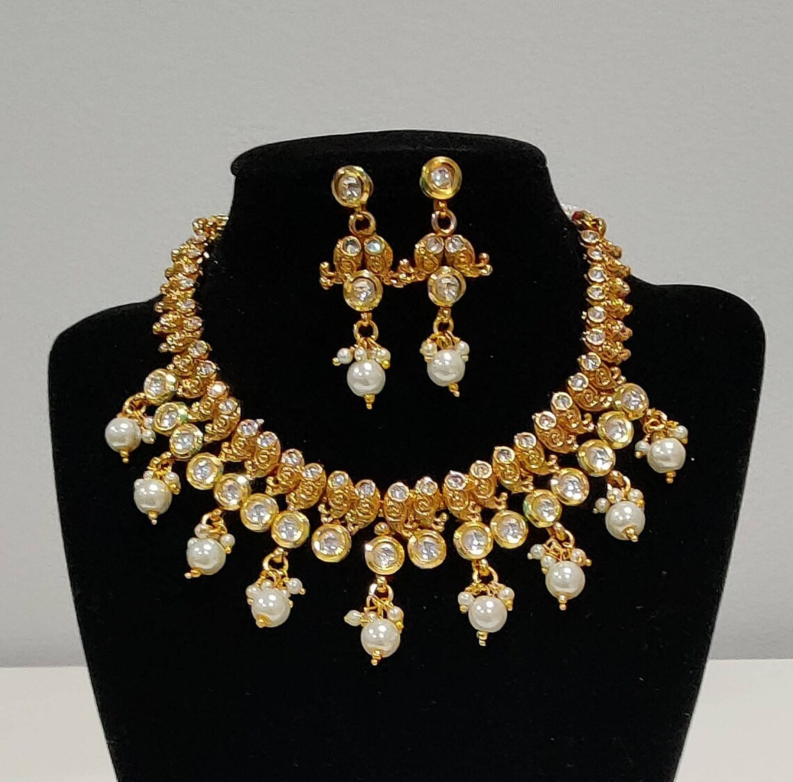 Antique Gold Choker Temple Necklace Set Lakshmi Devi | Etsy