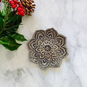 Tibetan Incense Stick Holder, Decorative Menorah, Metal Incense Stick Stand, Yoga Room Decor, Incense Burner Dish, Lotus Flower
