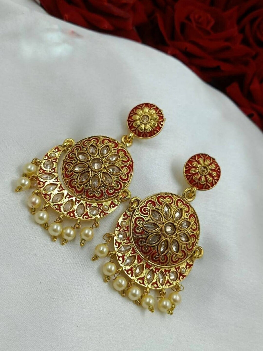 Golden Punjabi Bali Earrings J0631 - muteyaar.com