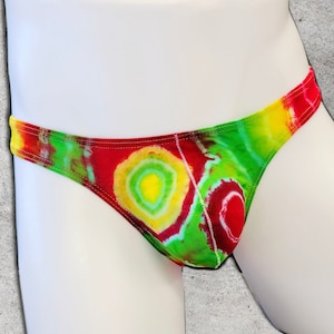 Tie Dyed Neon Party Men's Modal Low Rise Thongs image 1