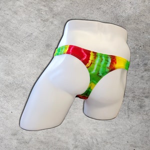 Tie Dyed Neon Party Men's Modal Low Rise Thongs image 2
