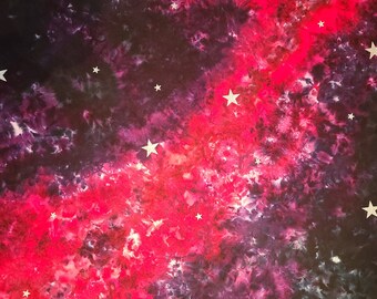 Ice Dyed | Pink Nebula Shower Curtain w/ Glitter Stars