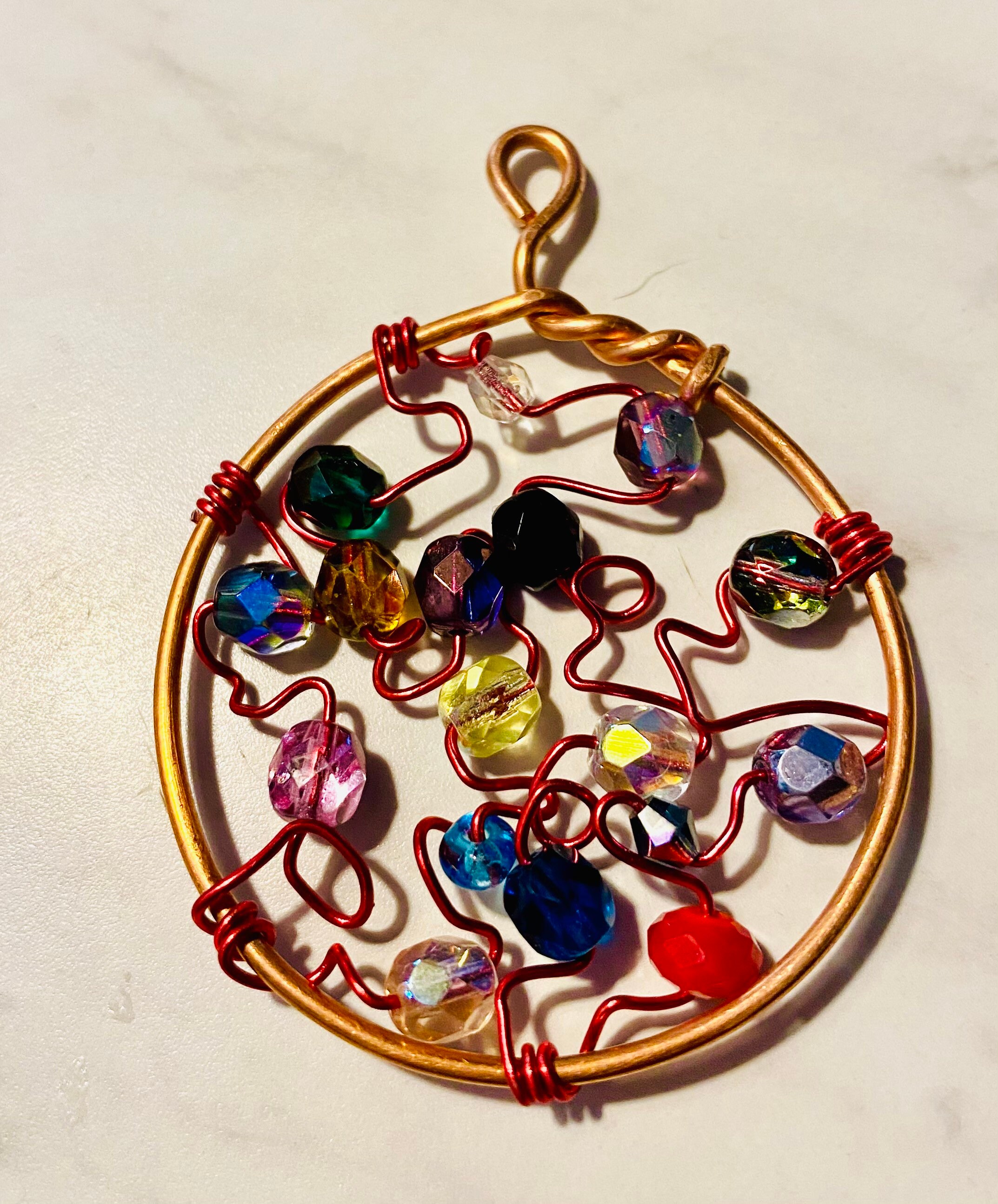 Copper Suncatcher Copper Round Wire Wrapped Sun Catcher Etsy