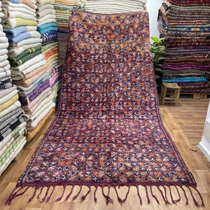 Vintage Boujaad Moroccan Rug: Handmade Wool Berber Carpet (12 x 6.2 ft)
