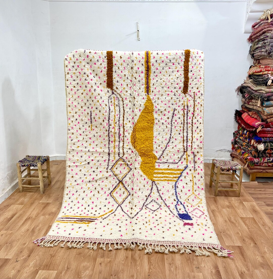 ヴィンテージ ベルベル ムリルト ラグ：ハンドメイド オールウール