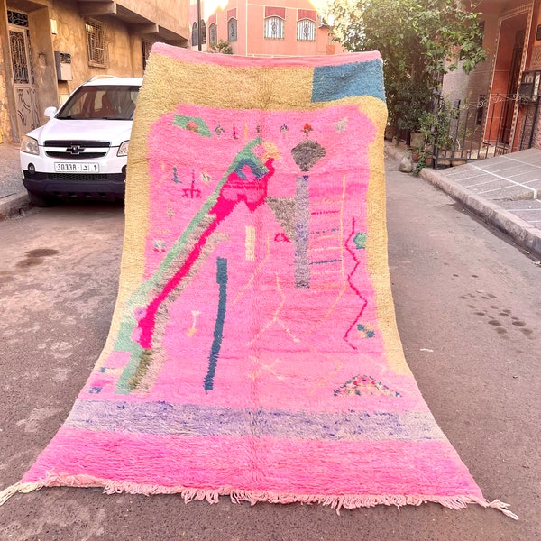 Pink Boujaad Rug , Moroccan Boujaad Rug , Berber carpet , Wool Rug , Area Rug , Custom Carpet