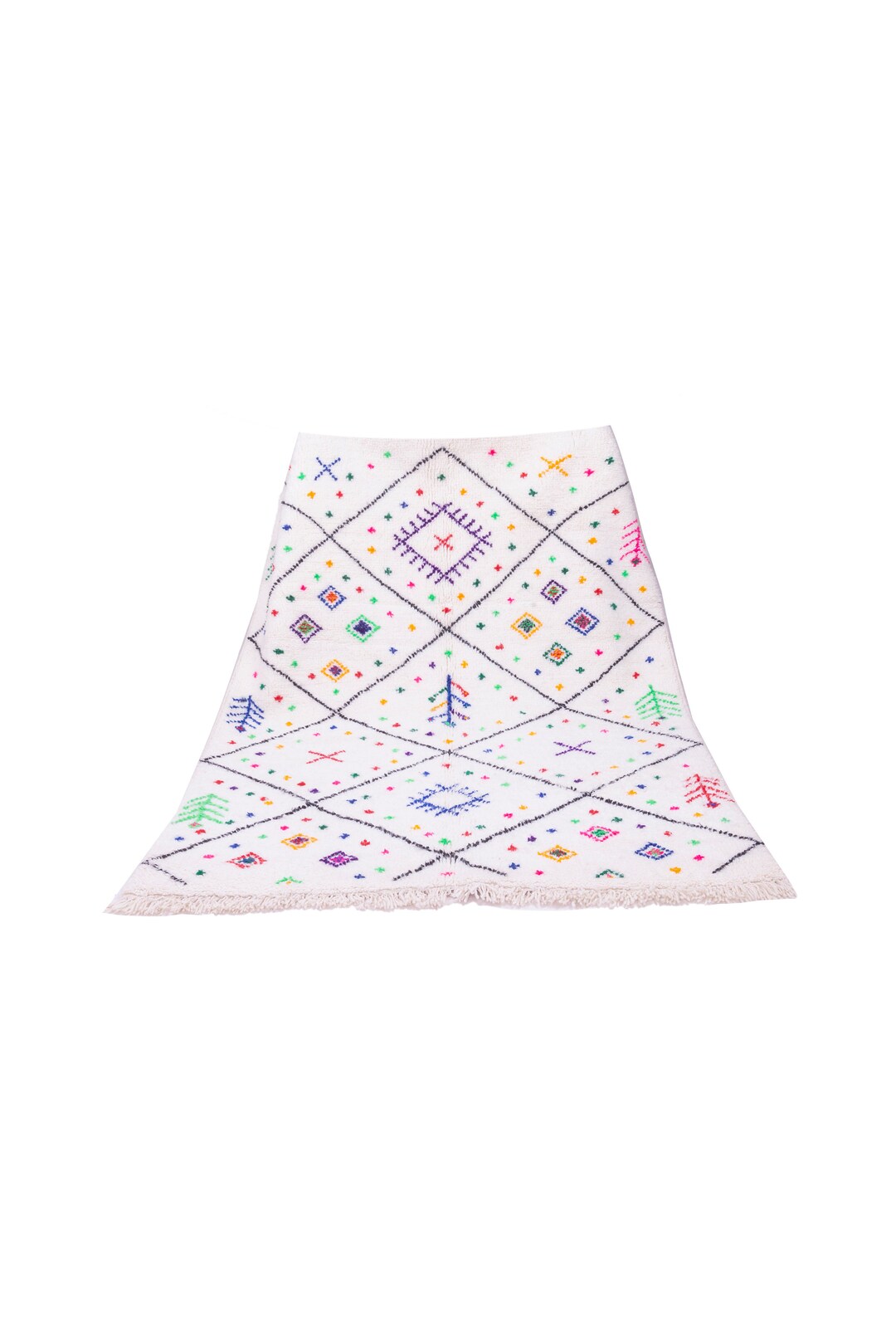 Grand Tapis Marocain Beni Ourain 6.5x9.8 Ft - Laine Multicolore - Fait Main Boho