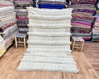 Moroccan Wedding Blanket, Authentic Berber Handira, throw Blanket, vintage white wedding blanket.
