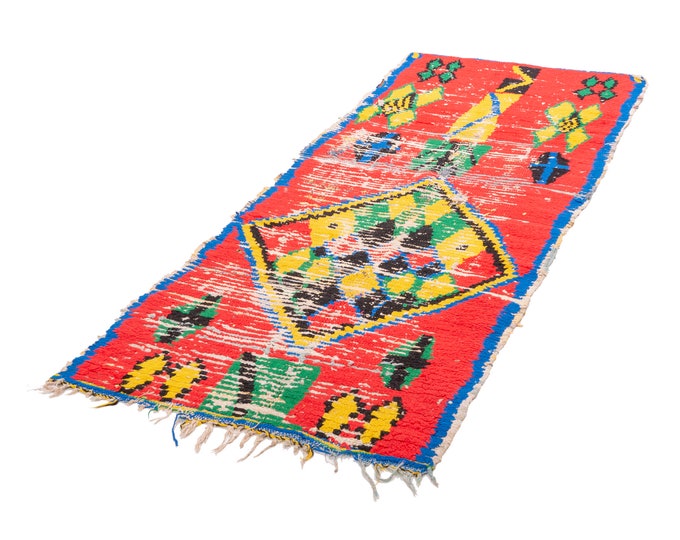 Featured listing image: Vintage Moroccan Wool Runner Rug: Bohemian Hallway Decor (2.8 ft x 7.6 ft)