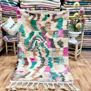 Kleiner Teppich, niedlicher marokkanischer Teppich, Boujaad-Teppich, schöner Teppich, Berber Teppich, marokkanischer Boujaad-Teppich, Handgefertigter Teppich
