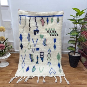 stunning Moroccan Beni Ourain Rug ,  Yellow Rug - Morocco Carpet - Boho Moroccan - Moroccan Berber Rug , Handmade Rug , Berber Rug