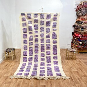 Handmade Beni Ourain rug, checkered moroccan rug, wool rug, handmade checkerboard rug, solid corrugated berber ribbon,  moroccan berber rug