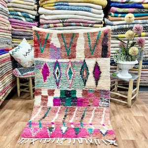Kleiner Teppich, süßer marokkanischer Teppich, Boujaad-Teppich, schöner Teppich, Berberteppich, marokkanischer Boujaad-Teppich, handgefertigter Teppich