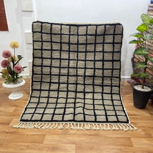 stunning Moroccan Beni Ourain Rug ,  Yellow Rug - Morocco Carpet - Boho Moroccan - Moroccan Berber Rug , Handmade Rug , Berber Rug