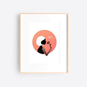 Impresión artística de 5 x 7 pulgadas / HOPE BLOOMS / Ilustración original, decoración estética para pared