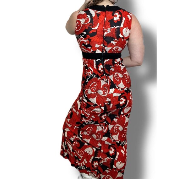 1960s Vintage Mod Long Dress Red, Black, and Whit… - image 3