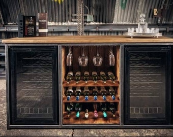 Industrial Style Rustic Wine Fridge Sideboard Cupboard Cabinet Storage Unit. Drinks Cabinet. Industrial Furniture Handmade To Order