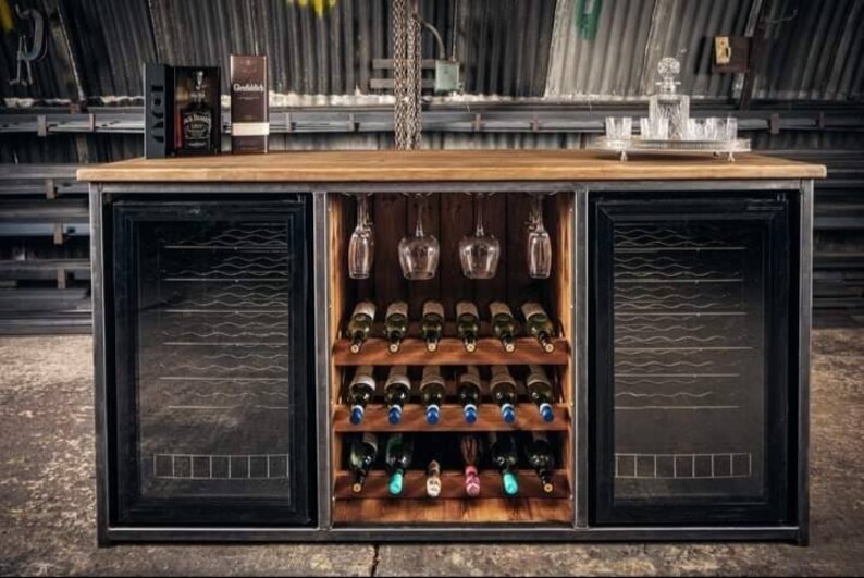 Industrial Style Rustic Wine Fridge Sideboard Cupboard Etsy Australia