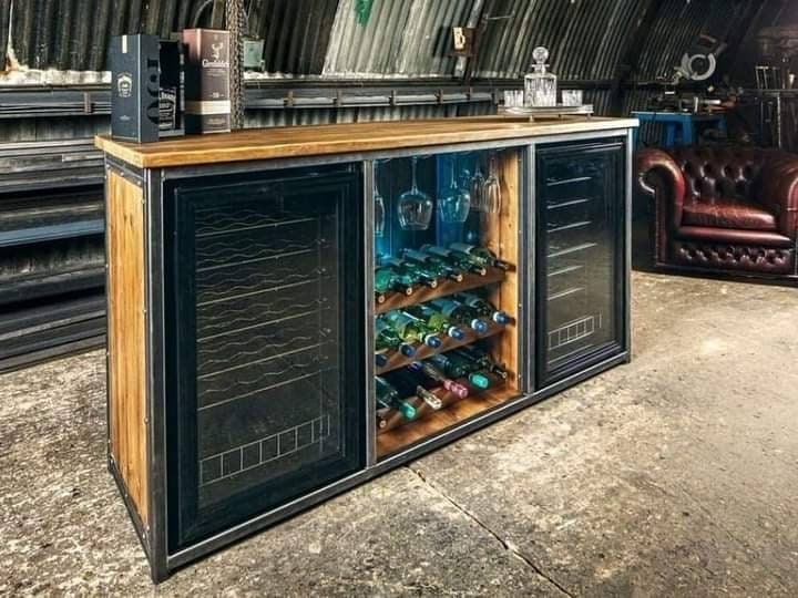 Industrial Style Rustic Wine Fridge Sideboard Cupboard Etsy Australia