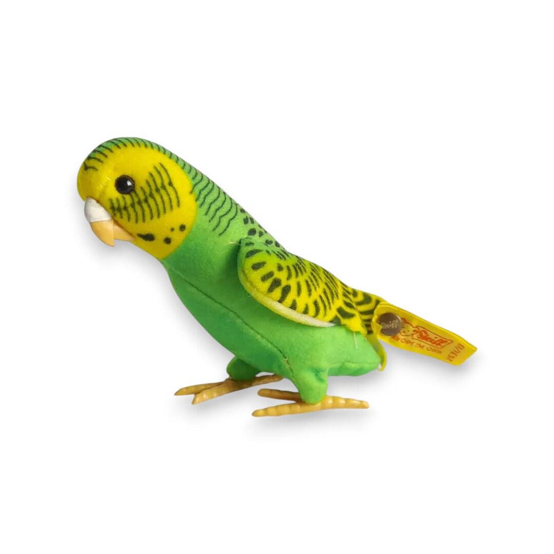 シュタイフ社製インコぬいぐるみ（緑・黄色、ドイツ製、ヴィンテージ