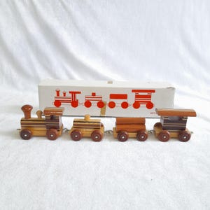 Jouet En Bois Vintage Années 1960 - Petit Train + 2 Véhicules - Occasion - Collection