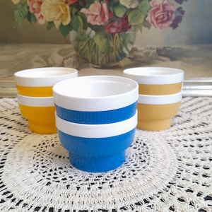 Vintage Polyha plastic, two-color Ice Сream cup, Thermo Mug, Camping Tableware, DDR, Ostalgie, Germany, 70s