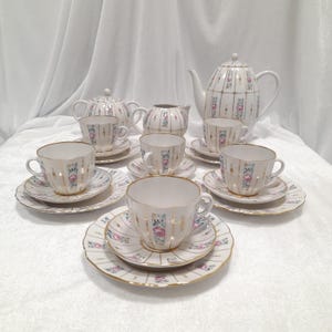Vintage LFZ Rose Breakfast set, Coffee set, USSR Lomonosov Factory