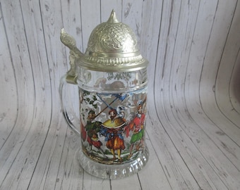 Chope à Bière Allemande Vintage 0,5L Avec Signature Sur Le Verre
