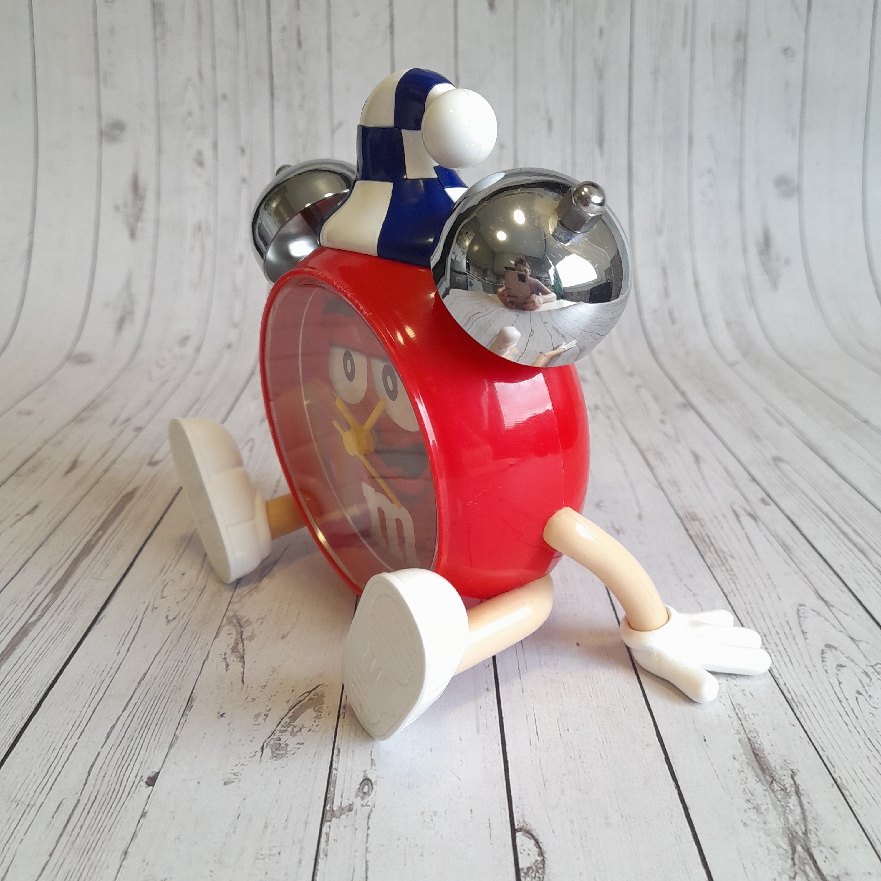 Vintage Rare Red M&M Table Clock Plastic Candy Chocolate