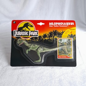 Vintage Jurassic Park/World – Dilophosaurus Figure – Kenner 1993 – New in Blister –  Collectible – Spanish Card – Series 1 – Dinosaur Toy