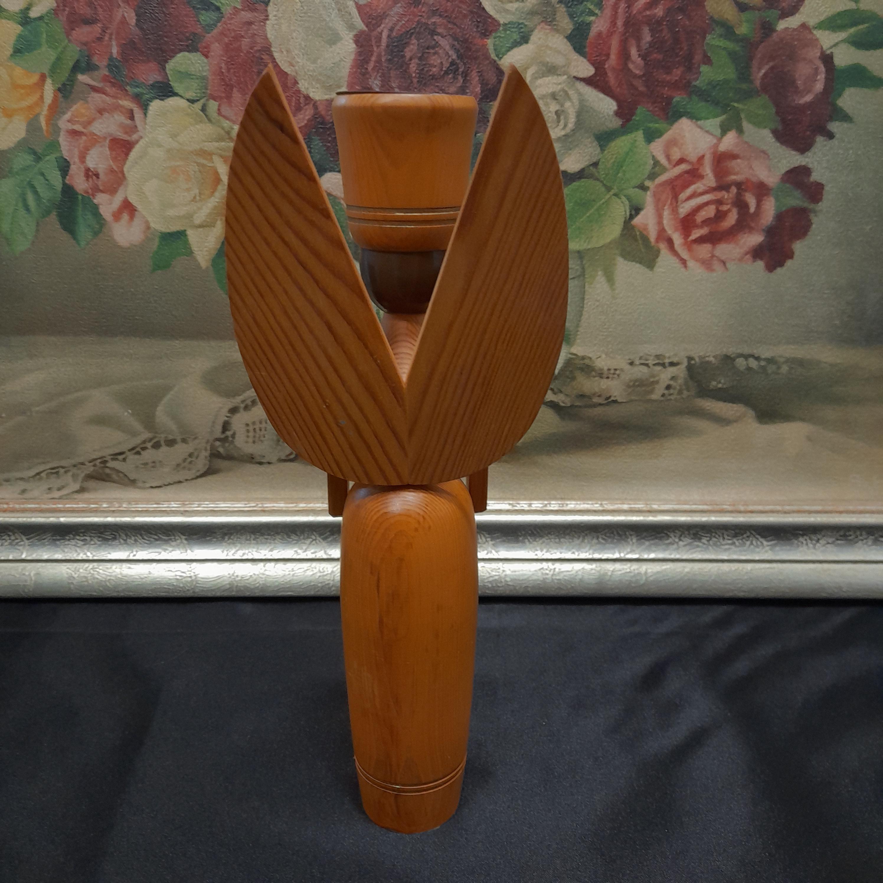 天使と鉱夫のキャンドルホルダー、ヴィンテージ木製装飾エルツ山地