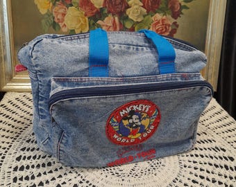 Bolso tote vaquero vintage de Mickey's World Tour de los años 90