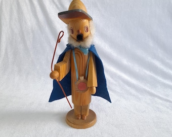 Vintage retrò Erzgebirge Incenso fumatore uomo decorazione dipinta a mano tedesca - Italia