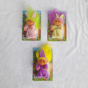 1985 DAM Easter Troll Bunny #5056 – Vintage New on Card, Rare Collectible Troll Doll, Choose your troll