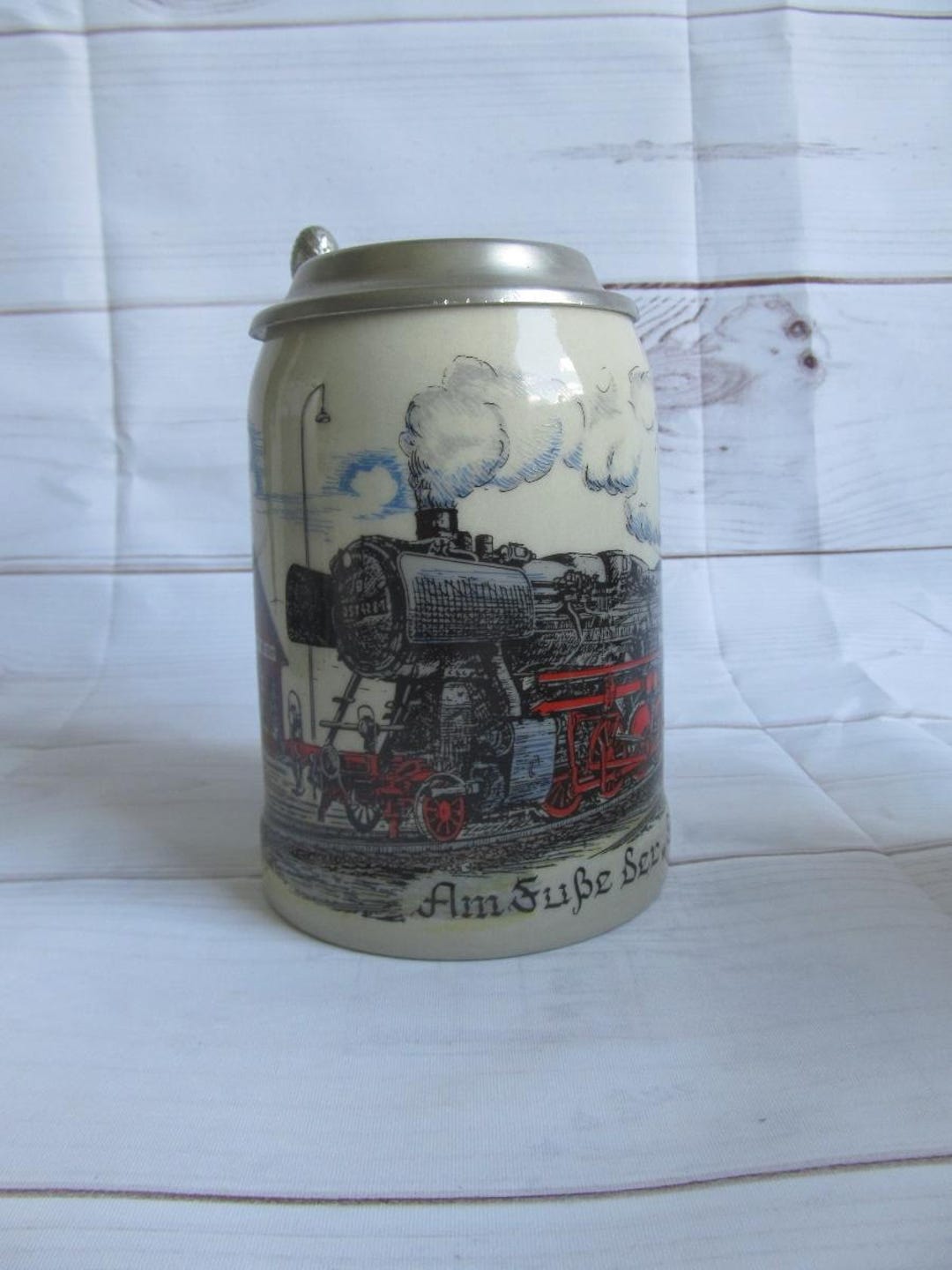 Vintage German Lidded Beer Stein, Tram & Steam Train Mug - Etsy