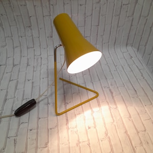 Vintage Modern Yellow Lamp by Josef Hurka for Drupol, Mid Century Modern Vintage Atomic Lighting, Mid century desk lamp Designer Lamp, 1960s